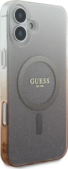 Mbështjellës Guess IML Glitter Gradient MagSafe për iPhone 16, Kafe Mbështjellës Guess IML Glitter Gradient MagSafe për iPhone 16, Kafe