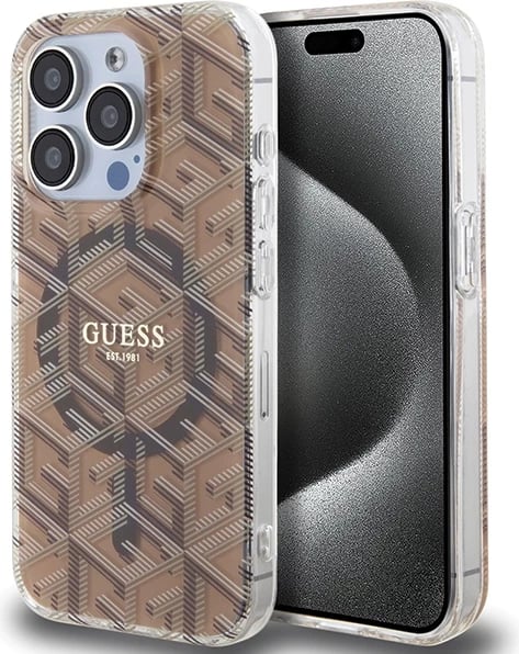 Mbështjellës Guess IML GCube MagSafe për iPhone 15 Pro, kafe Mbështjellës Guess IML GCube MagSafe për iPhone 15 Pro, kafe