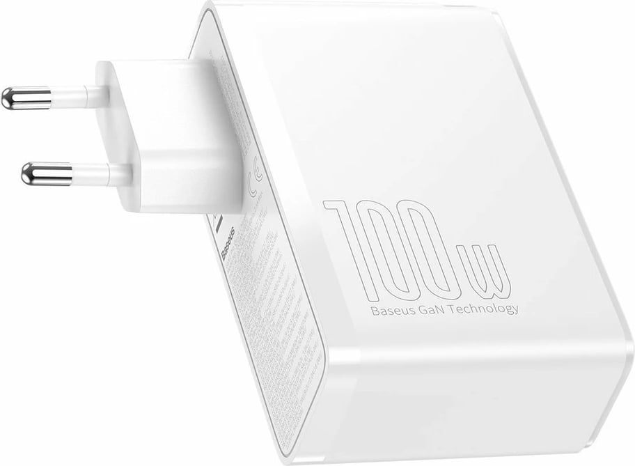 Karikues muri Baseus GaN2 Pro, 100W, 4 porta (2x USB-C, 2x USB-A), i bardhë