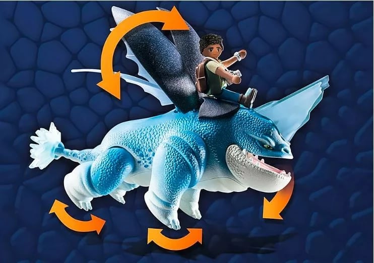 Set lodrash Playmobil Dragons 71082, D'Angelo & Plowhorn, 17 pjesë, blu