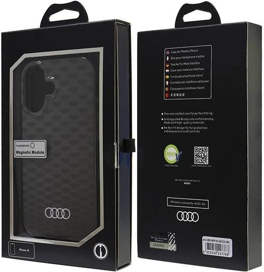 Mbështjellës Audi IML Stitching Pattern MagSafe për iPhone 16 6.1", i zi