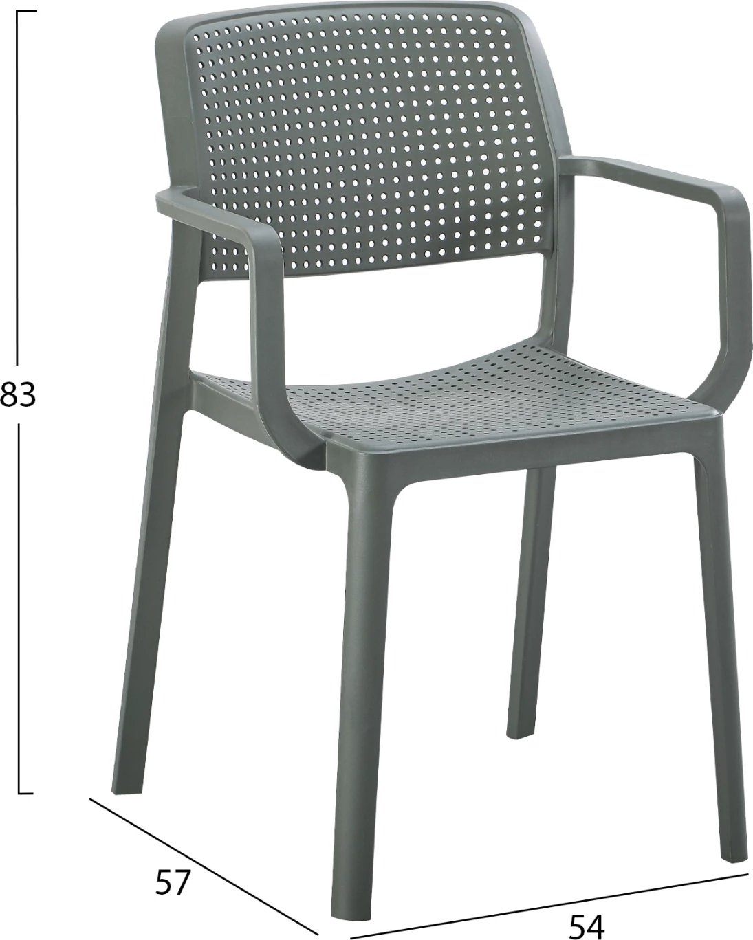 Karrige për tavolinë me karrige për terasë, ngjyrë ulliri e errët, COMFEE FH6102.05, 54x57x83 cm