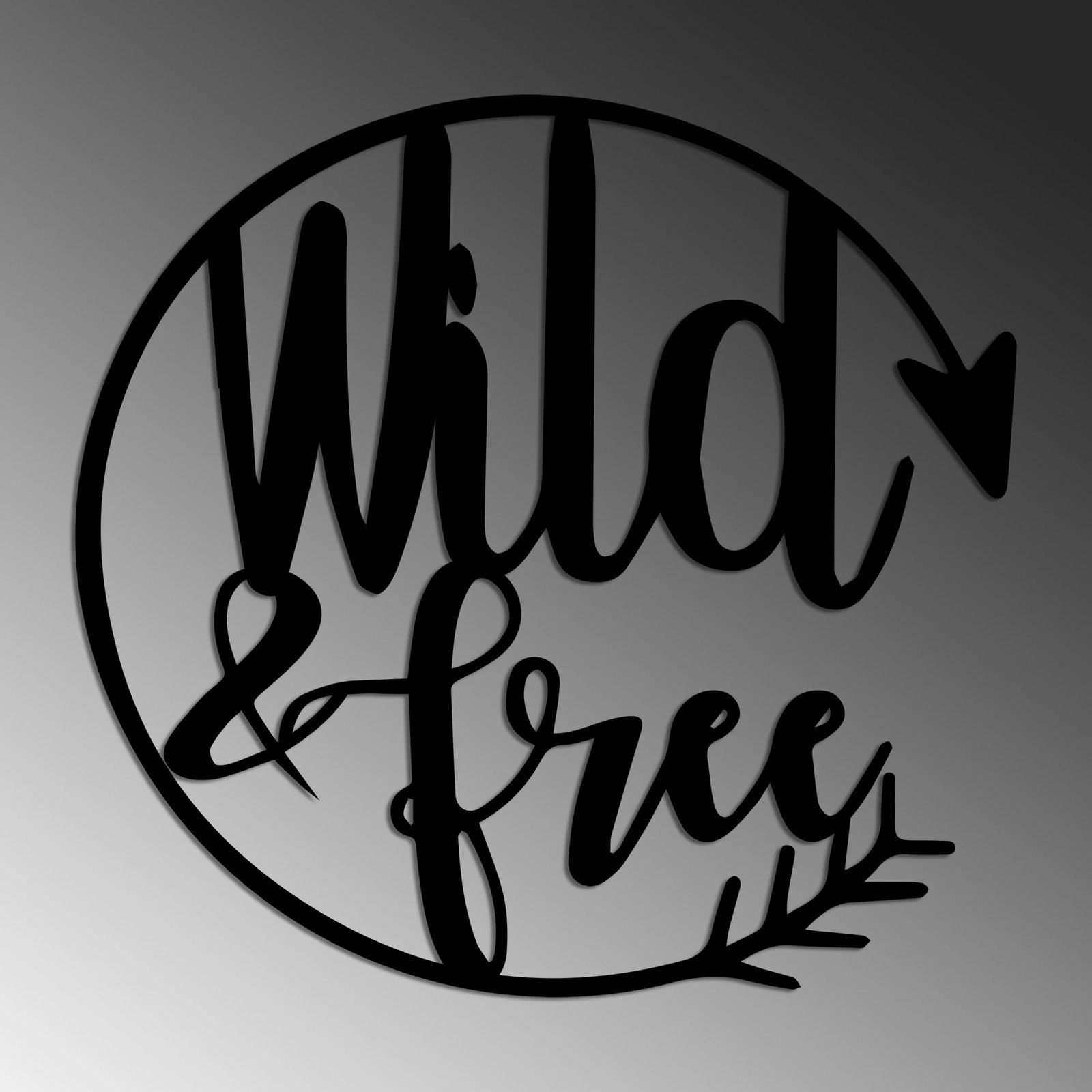 Aksesor dekorativ metalik për mur, Wallity, Wild & Free, ngjyrë e zezë, 50x50cm