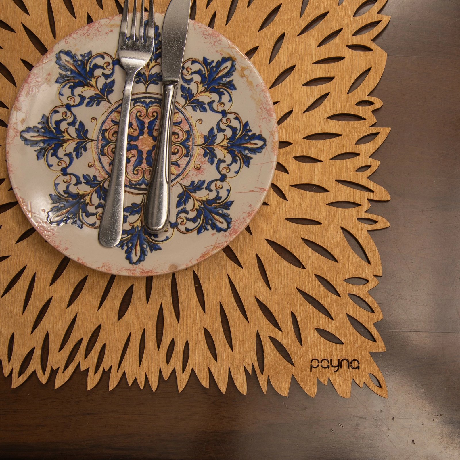 Set nënshimesh tavoline prej druri, 6 copë, model Hermia, ngjyrë mjaltë