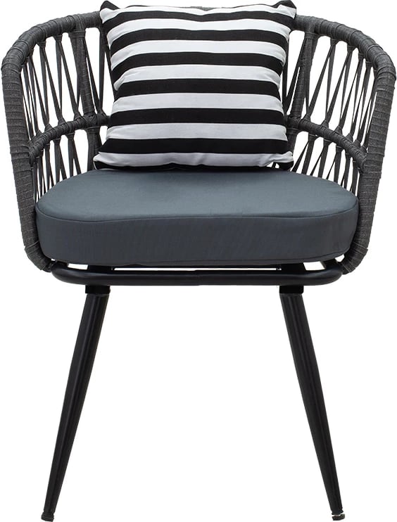 Karrige Naoki metalike, e zezë-pe gri, jastëk i zi/bardhë