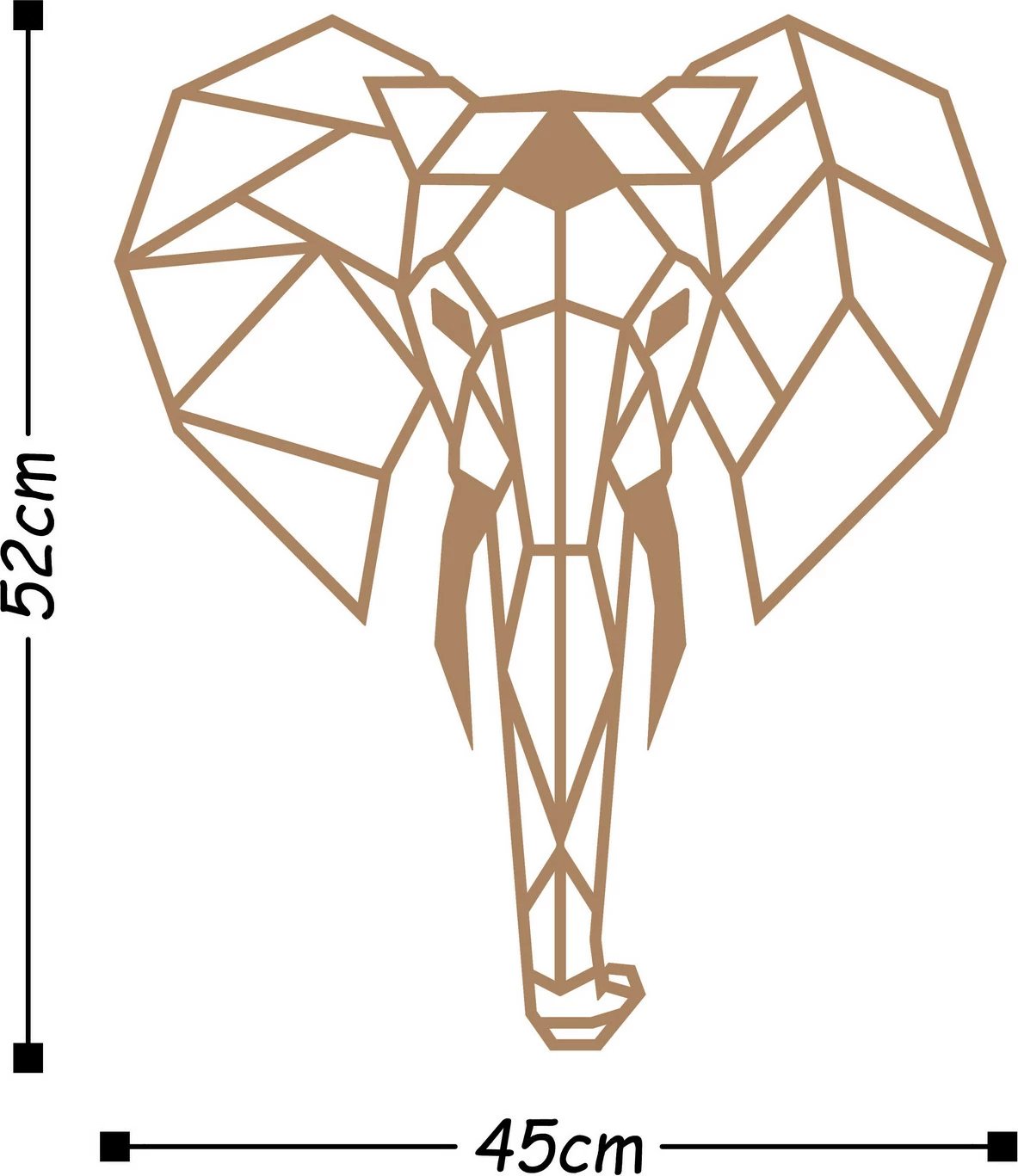 Aksesor dekorativ metalik për mur, elefant, ngjyrë bakri, Wallity