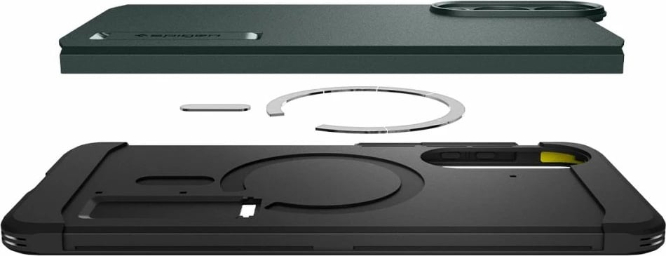 Mbështjellës Spigen Tough Armor MagSafe për Samsung Galaxy S25 Edge, Jeshil/Ezezë