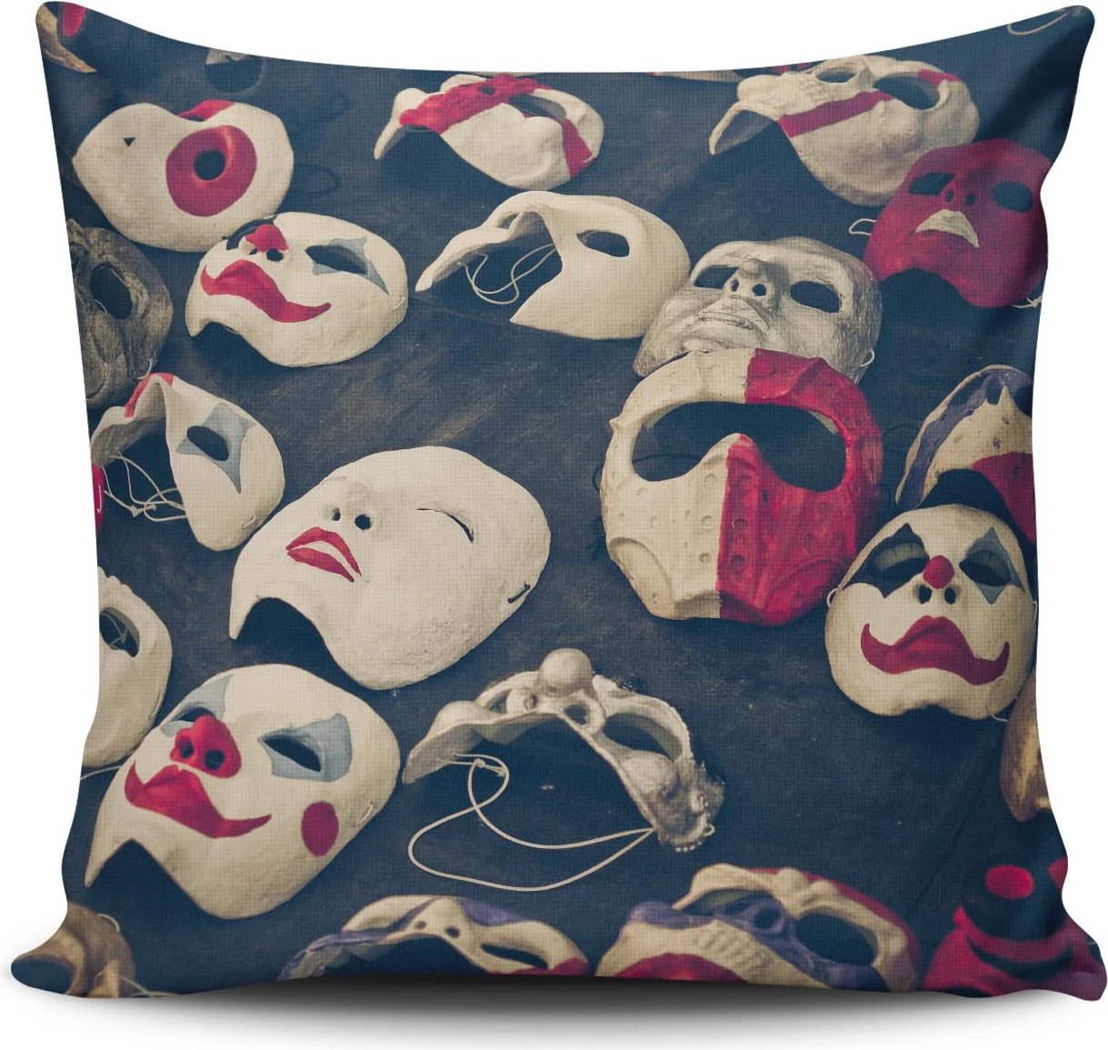 Jastëk mbulesë me maska, shumëngjyrëshe, Evila Originals, NKLF-281, 43x43cm