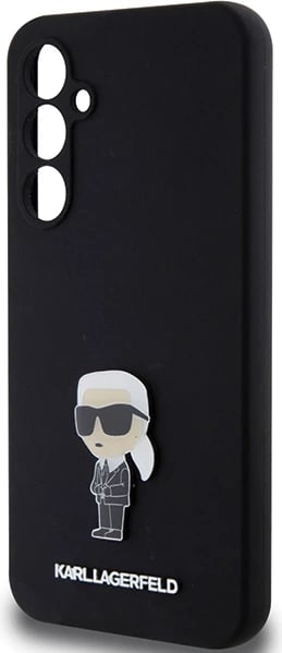 Mbështjellës Karl Lagerfeld Silicone Ikonik Metal Pin për Samsung Galaxy S23 FE, i zi