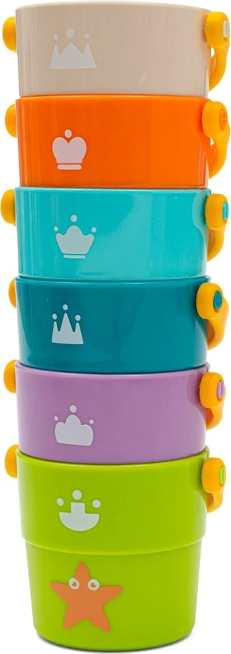 Kupa loje grumbulluese, Baby Mix, Play Cups, 6 copë, multingjyrësh