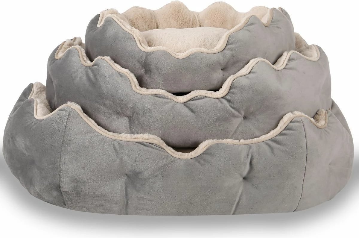 Shtrat për qen Elsa, ngjyrë gri dhe bezhë, madhësia L