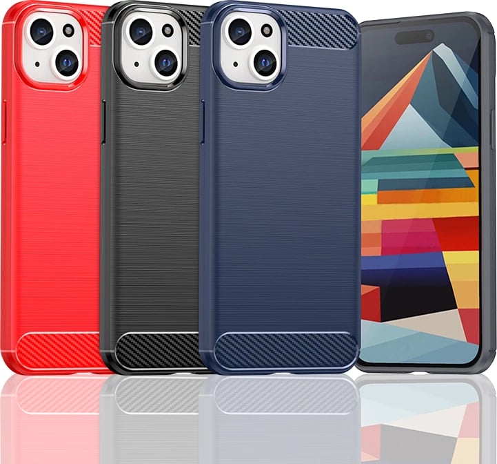 Mbështjellës Hurtel Carbon Case për iPhone 15 Plus, TPU, i zi