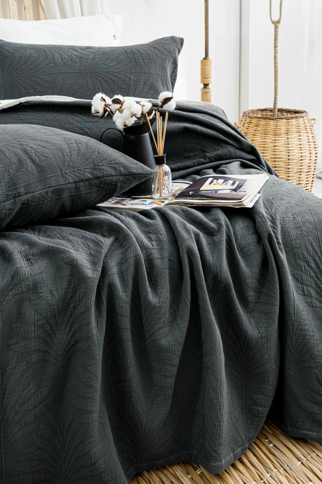 Set mbulesë dysheku dopio Silvia, ngjyrë antracit, L'essentiel