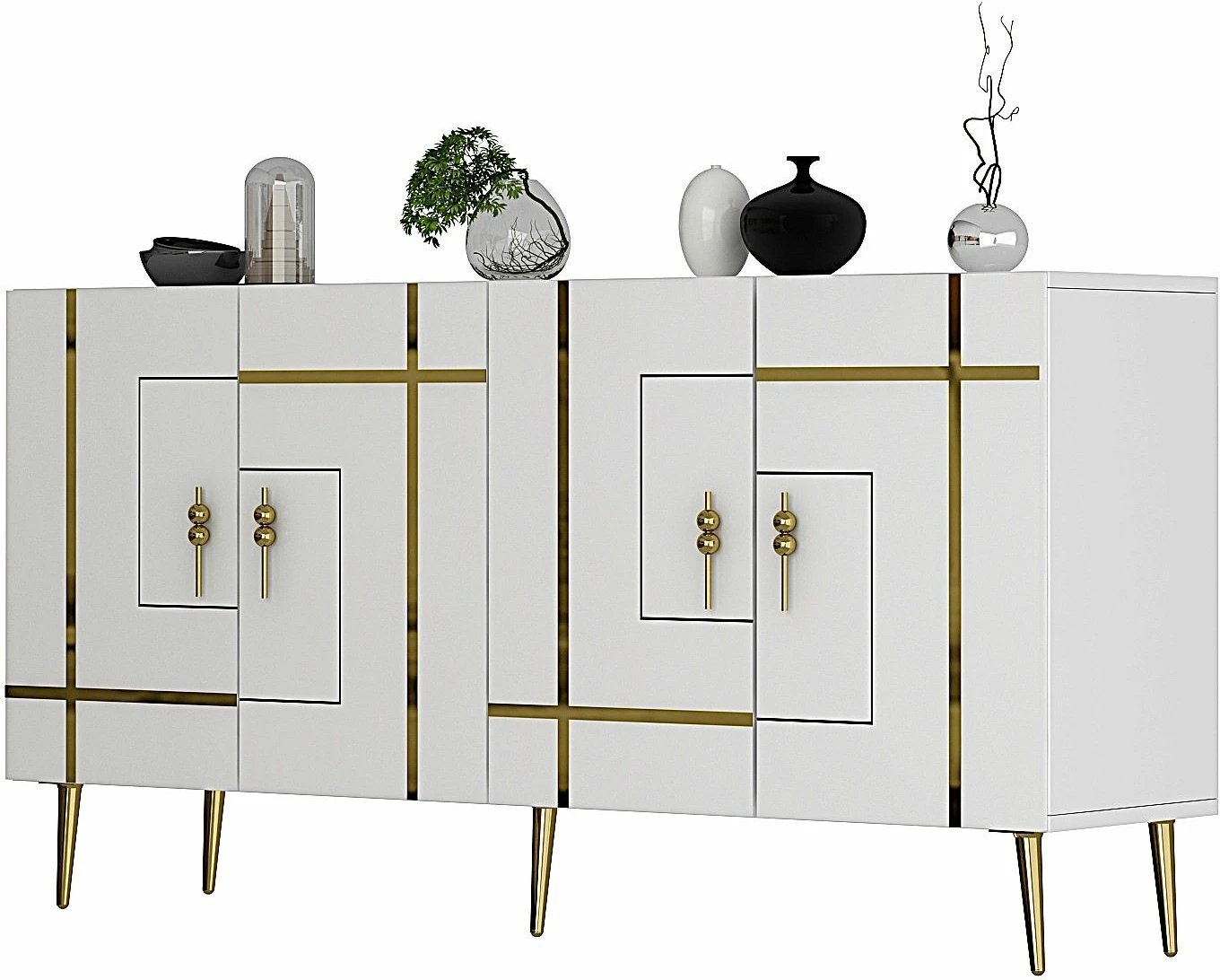 Konsol Skye Decor, Line KB150, e bardhë, ari