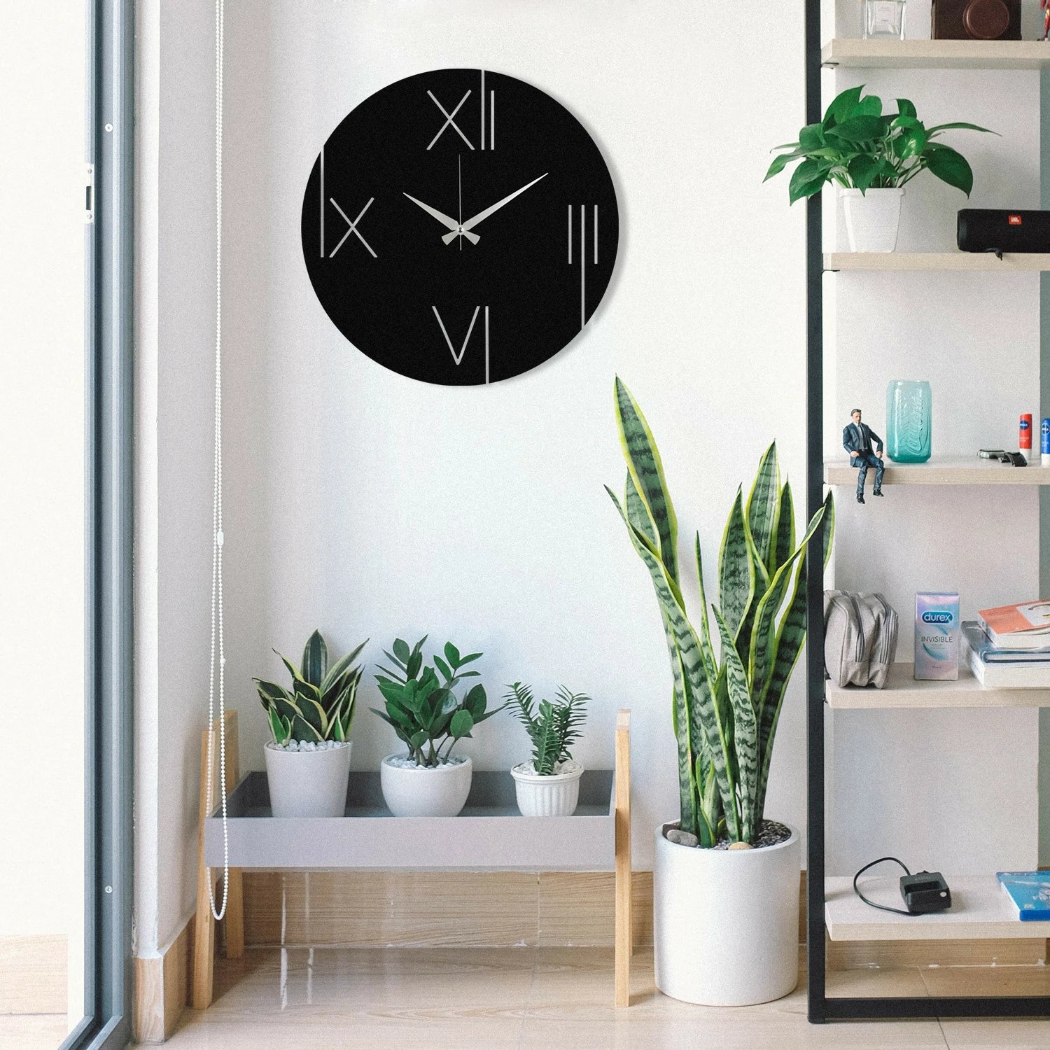 Orë muri dekorative metalike Wallity, e zezë, 48x48cm