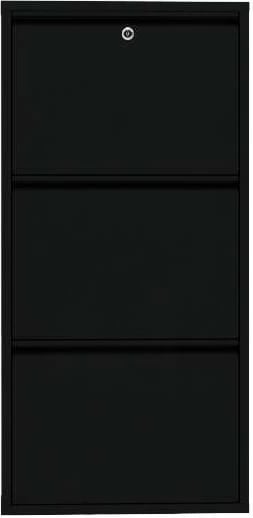 Dollap këpucësh Skye Decor, metal, 3 pjesë, ngjyrë e zezë, me kyçje