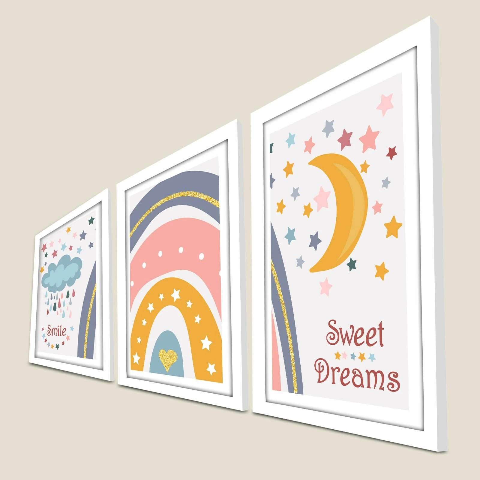 Pikturë dekorative me kornizë MDF (3 copë), Wallity, 3p3752softct-013