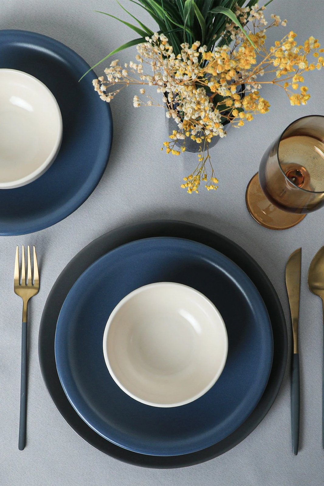 Set enësh për drekë, qeramikë, 18 copë, Hermia Concept, blu dhe bardhë, X0001509700000000000000000