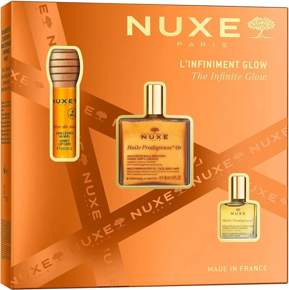 Set për trup e buzë Nuxe The Infinite Glow për femra 10ml + 50ml + 10ml