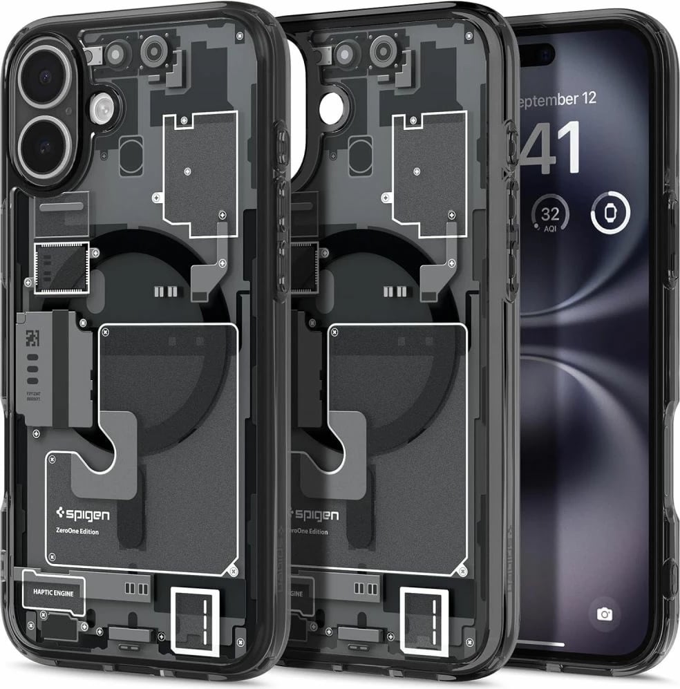 Mbështjellës, Spigen, Ultra Hybrid Zero One për iPhone 16, MagSafe, gri e errët