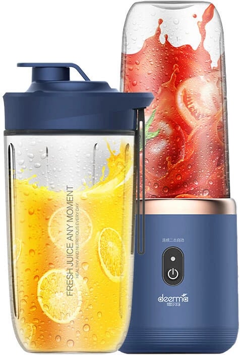 Blender portabil Deerma DEM-NU06, 400 ml, pa kabllo, Blu