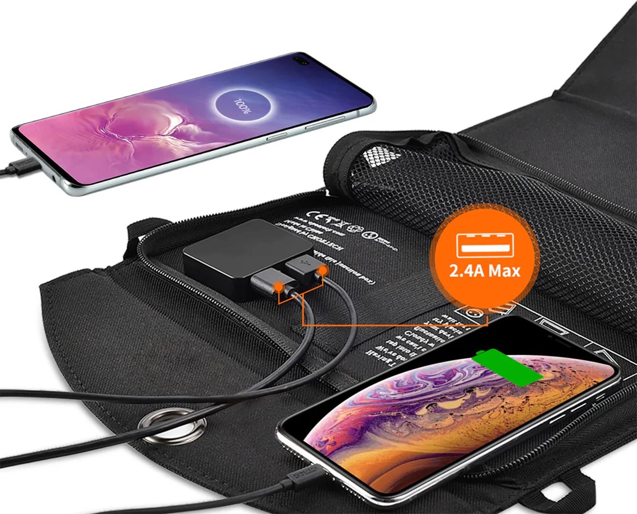 Karikues diellor i palosshëm Choetech SC001, 19W, 2x USB-A, i zi