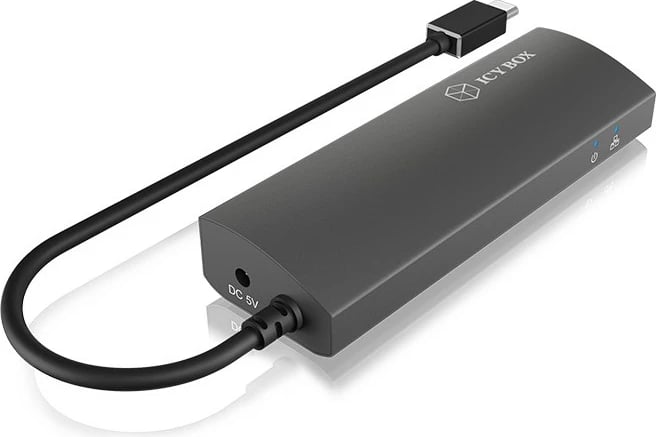 USB hub ICY BOX IB-HUB1406-C, 3x USB 3.2 Gen 1 Type-A, 1x RJ-45, Type-C, alumini, antracit
