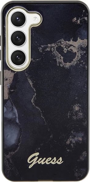 Mbështjellës Guess Golden Marble për Samsung Galaxy S23+, hardcase, i zi