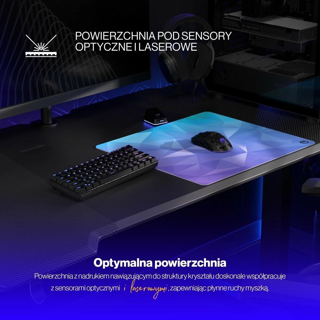 Mauspad Endorfy Crystal Blue L, plastik, ngjyrë kaltër