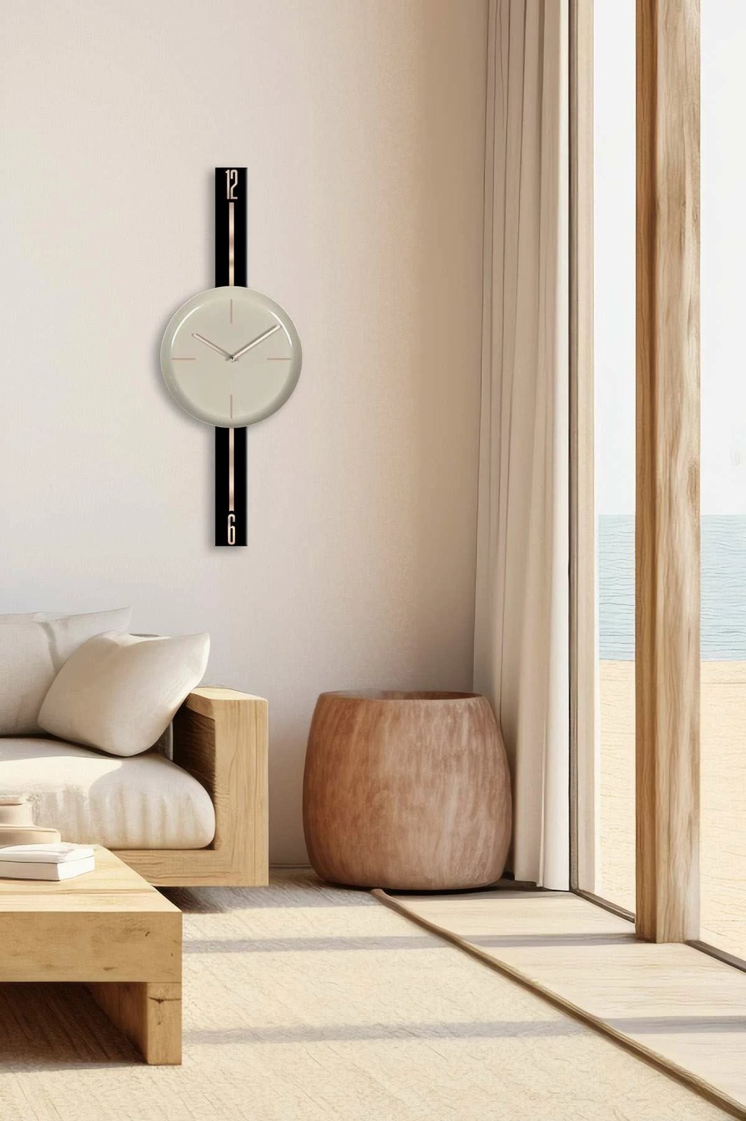 Orë muri dekorative Wallity, Vlnt103Syhcp, e zezë dhe kapuçino, 30x80cm