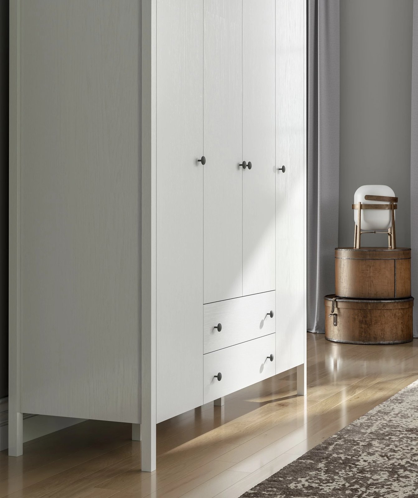 Dollap Hanah Home, FRN-20013, ngjyrë druri dhe e bardhë