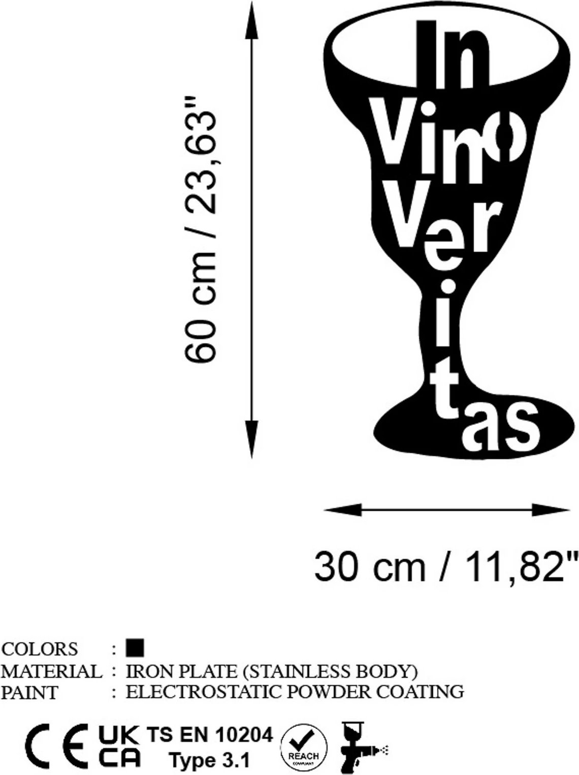 Aksesor dekorativ metalik për mur, Wallity Veritas 1, ngjyrë e zezë, 30x60cm