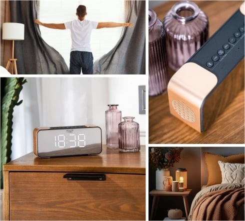 Orë alarmi me radio dhe Bluetooth, Adler AD 1190, stereo 2x3W, USB/SD/AUX, bateri 2600 mAh, ekran pasqyrë LCD i bardhë, e zezë/ngjyrë bakri