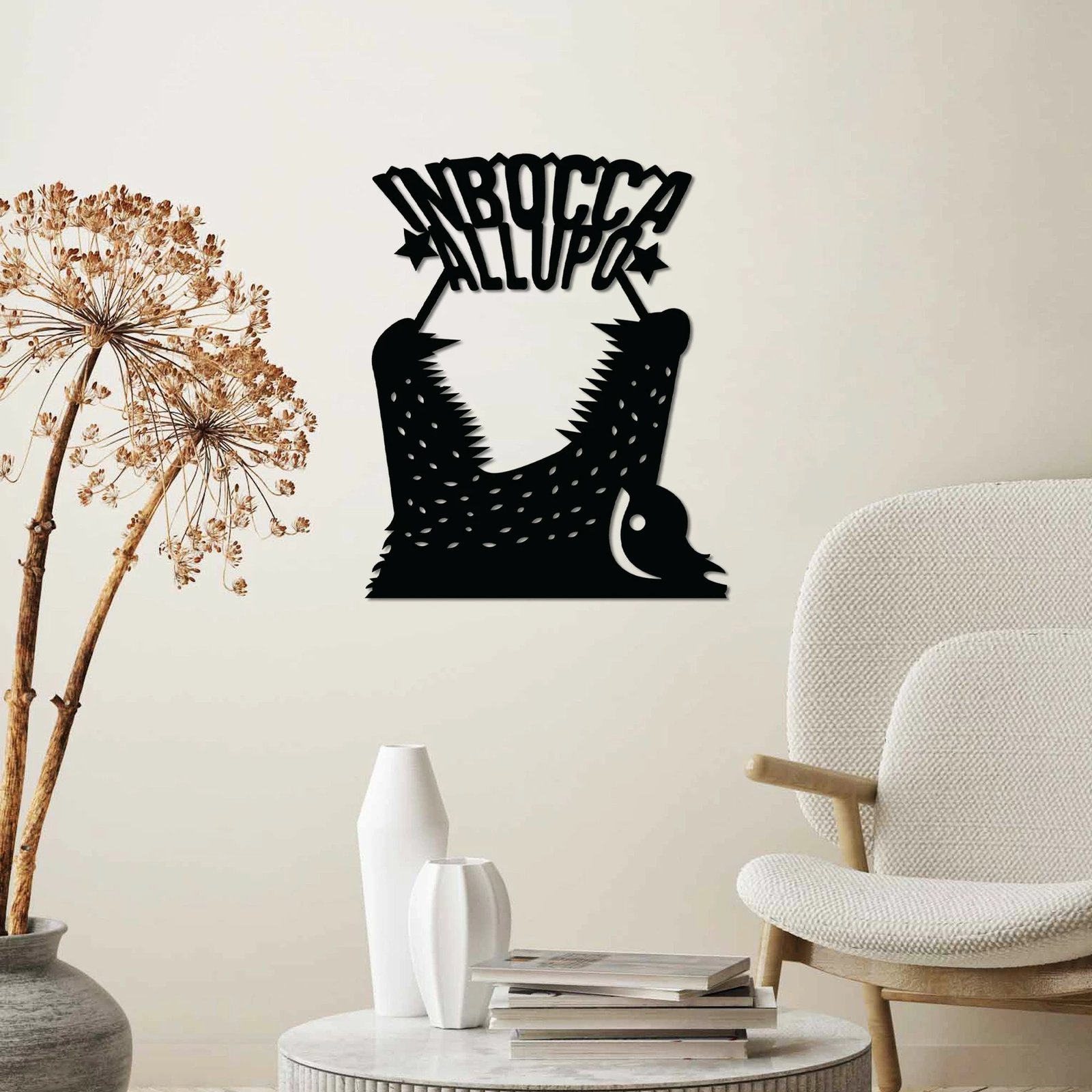 Aksesor dekorativ metalik për mur, Wallity Lupo 4, ngjyrë e zezë, 46x56cm