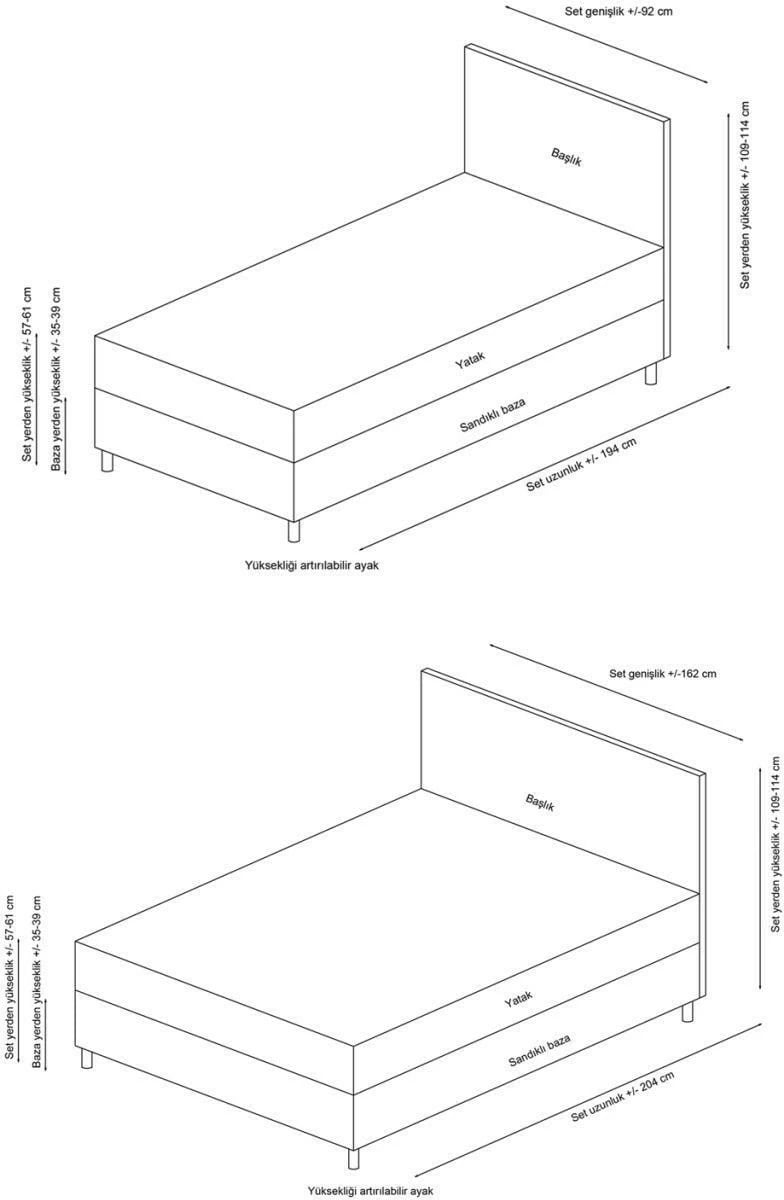 Baza dhe shtrati dopio me shpinore Skye Decor, safir, 160x200, ngjyrë kafe