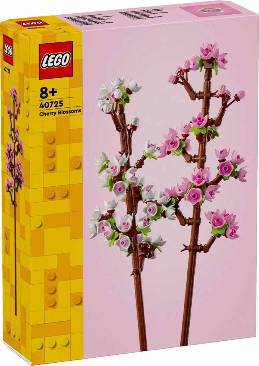 Set LEGO Cherry Blossom 40725, 438 pjesë, plastikë, për fëmijë dhe të rritur, rozë/bardhë
