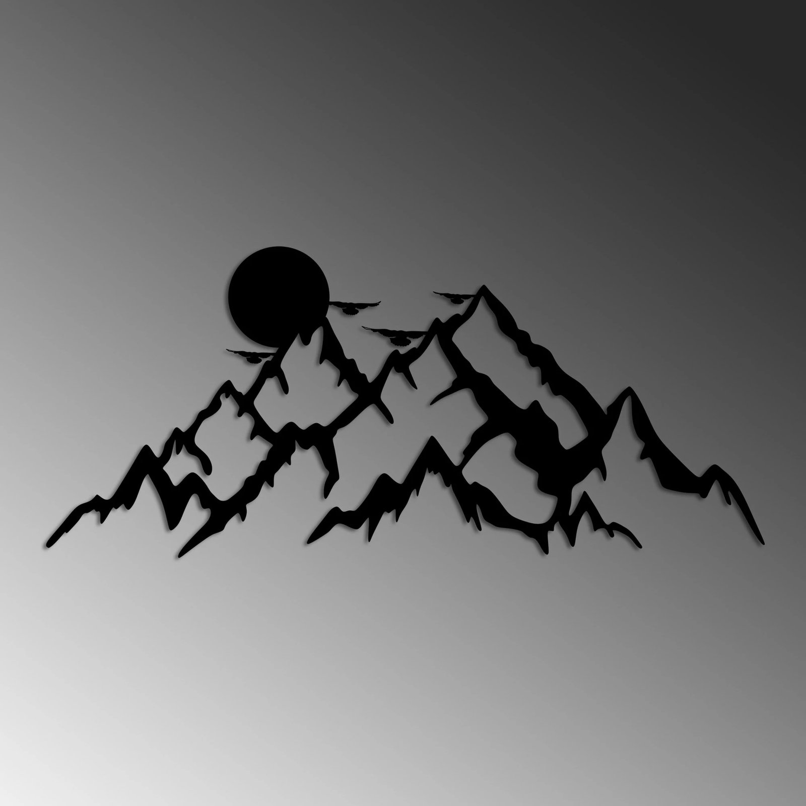 Aksesor muri dekorativ prej metali, Wallity, male të plota dhe diell, 59x25cm