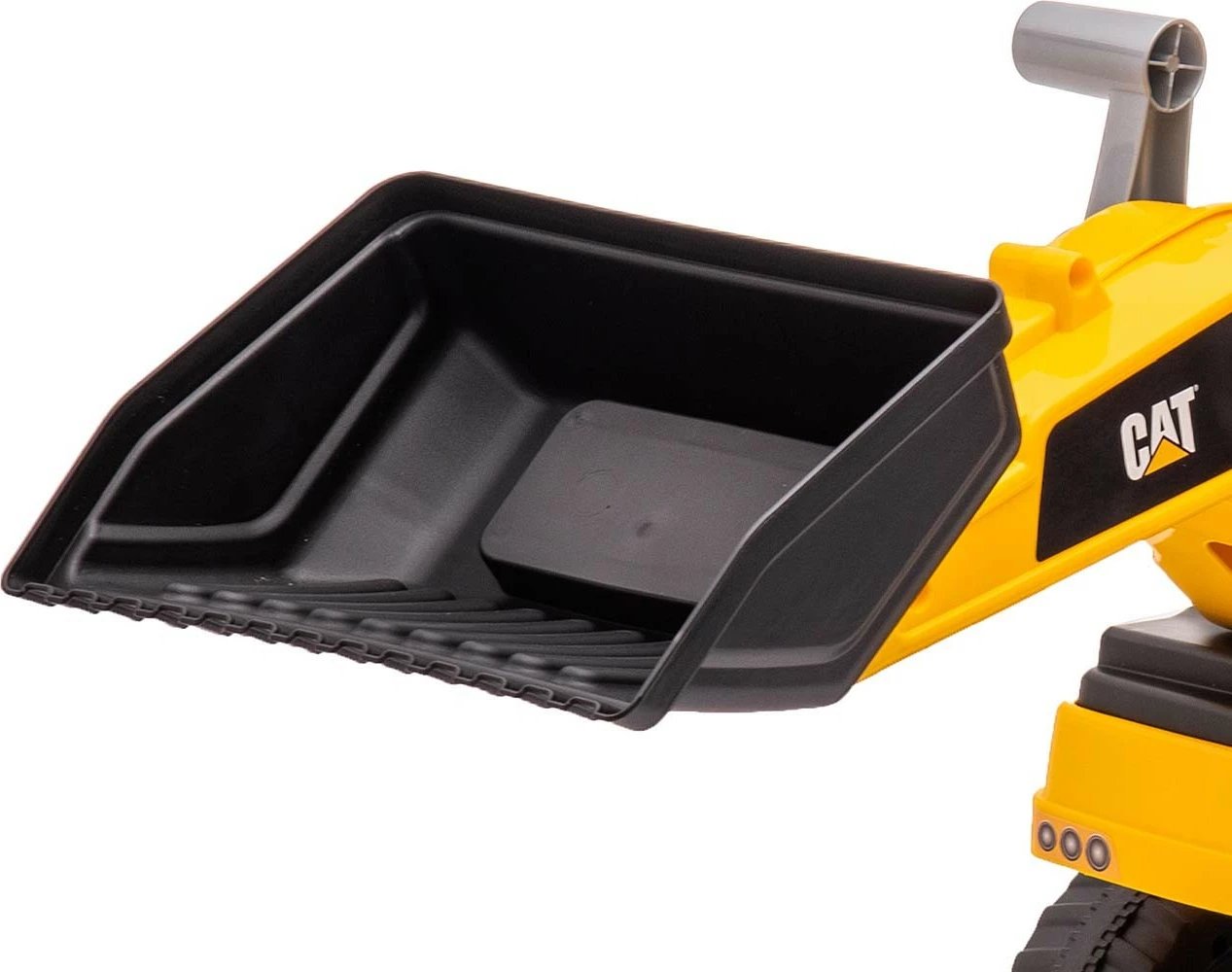 makinë lodër me hipje Milly Mally CAT Loader 5299, 4 rrota, krah e kovë lëvizëse, horn me AAA, deri 25 kg, 12–36 muaj, zezë/verdhe