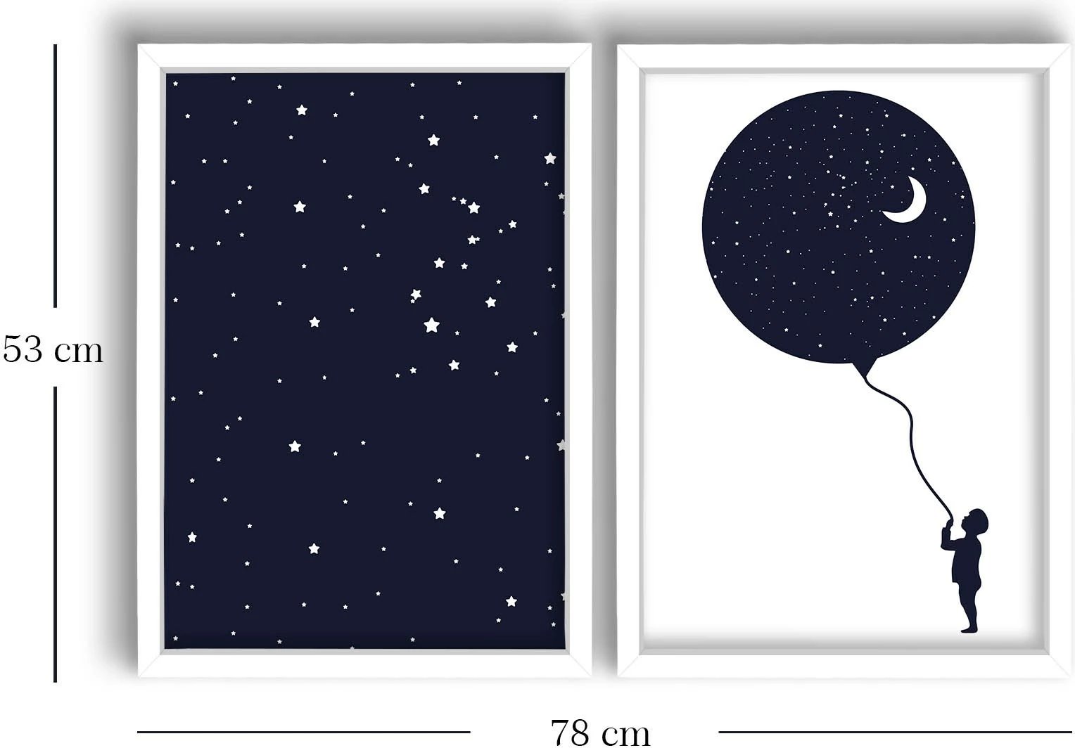 Pikturë dekorative me kornizë MDF (2 copë), Wallity, 2P3853BCT-001, blu e errët dhe e bardhë