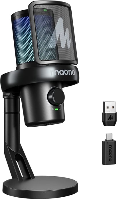 Mikrofon kondensator wireless Maono DM40 Pro, AI Voice Changer, RGB, i zi