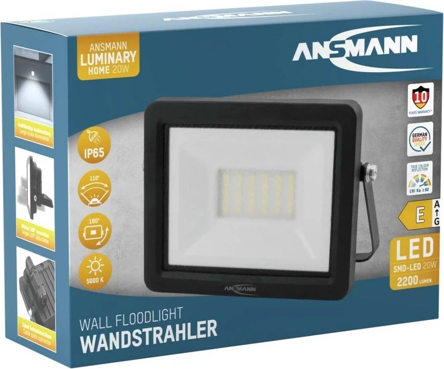 Prozhektor LED Ansmann WFL20W, 20 W, Alumini, IP65, Zi