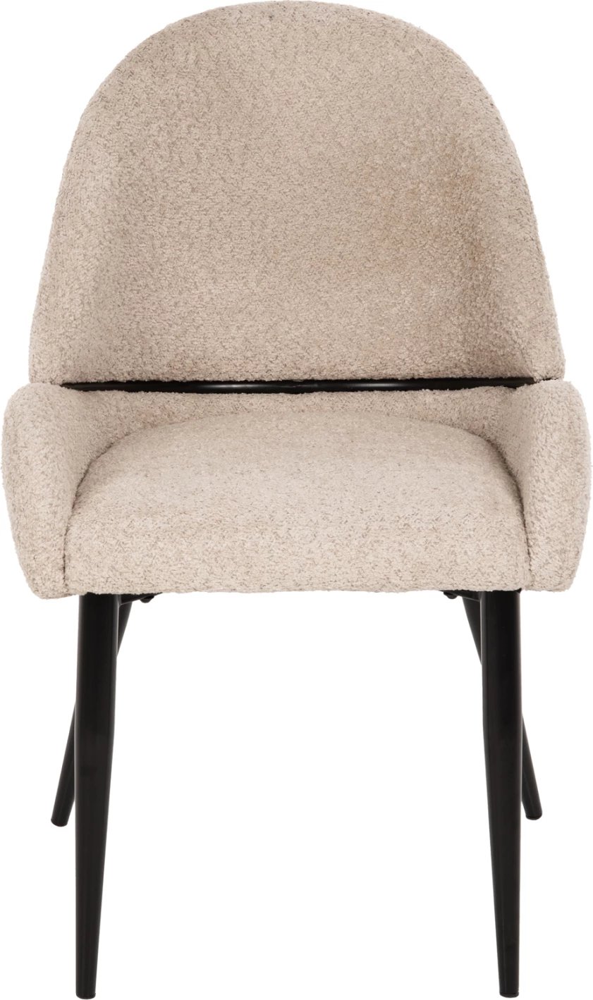 Karrige SARKY FH8585.02, pëlhurë boucle ecru, këmbë metali të zeza, 55x62x89H cm., set prej 2 copë