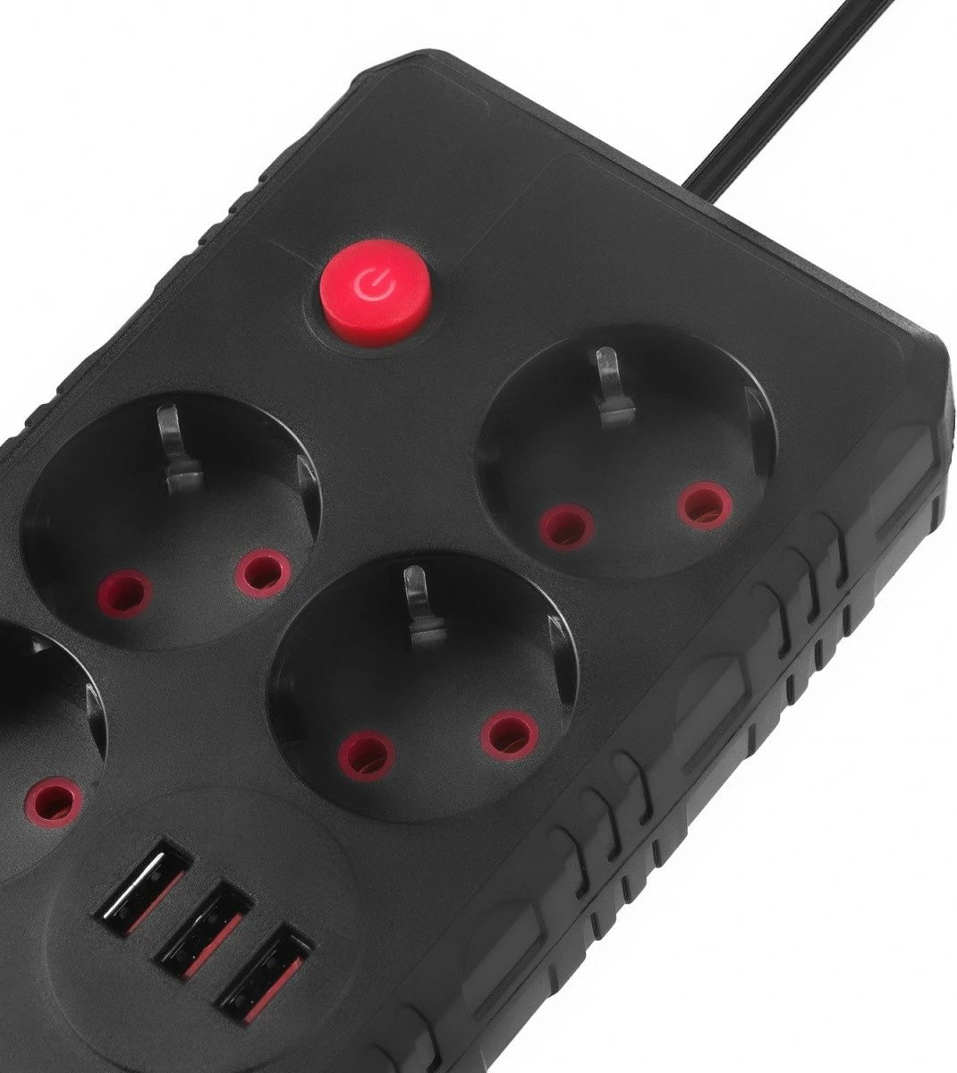 Rrymëzgjatës Maclean MCE393 B 4 priza tip E 3x USB 2500W 3m me çelës i zi