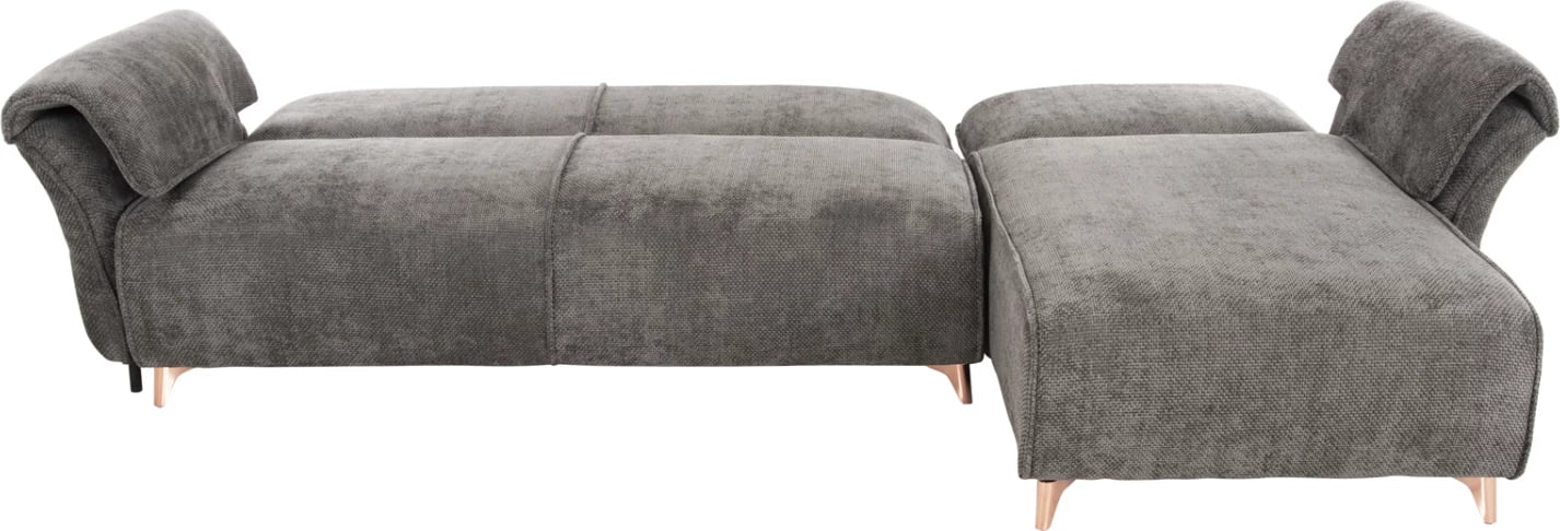 Divan qoshe i kthyeshëm MAILO, FH6071.02, pëlhurë gri e errët, këmbë metalike, 300x150x80H cm