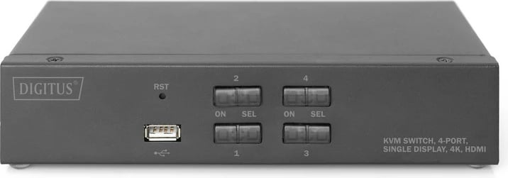 Switch KVM Digitus DS-12880, 4 porta HDMI, 4K, Metalik
