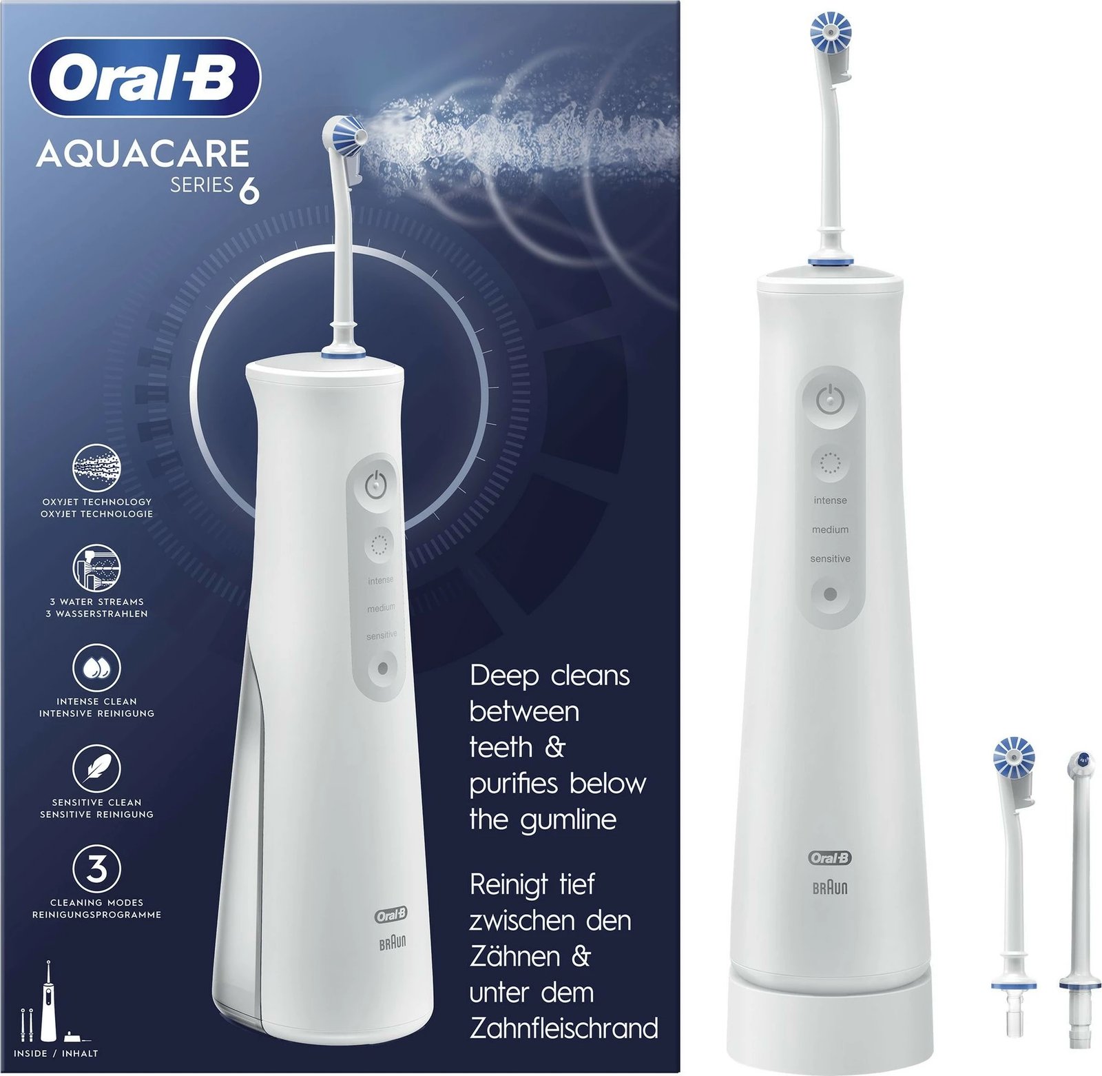 Irigator oral pa kabllo Oral-B AquaCare 6 Pro-Expert, 0.15 L, e bardhë