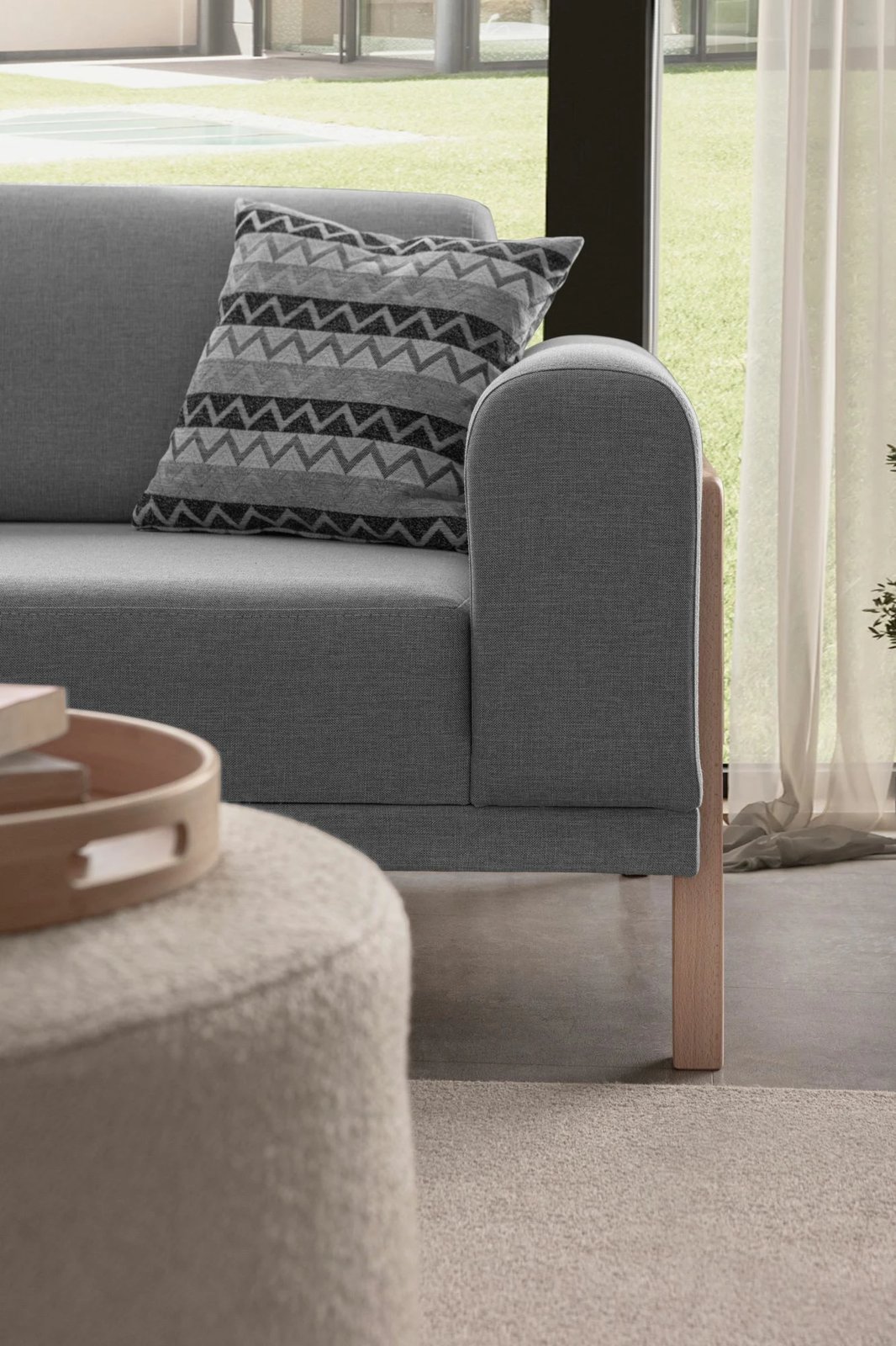 Këndare Atelier del Sofa, latte relax, kënd i majtë, ngjyrë gri