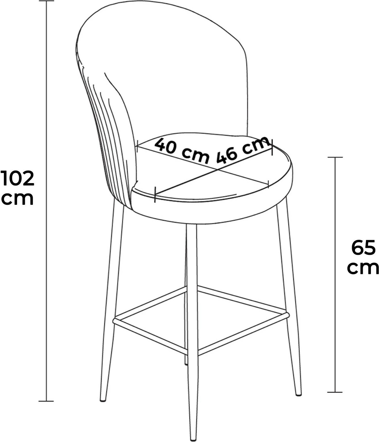 Set karrigesh për bar (2 copë), Hanah Home, Alte, antracit, e zezë