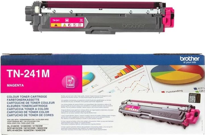 Toner Brother TN-241M, për Brother HL, rendiment 1,100–1,700 faqe, magenta