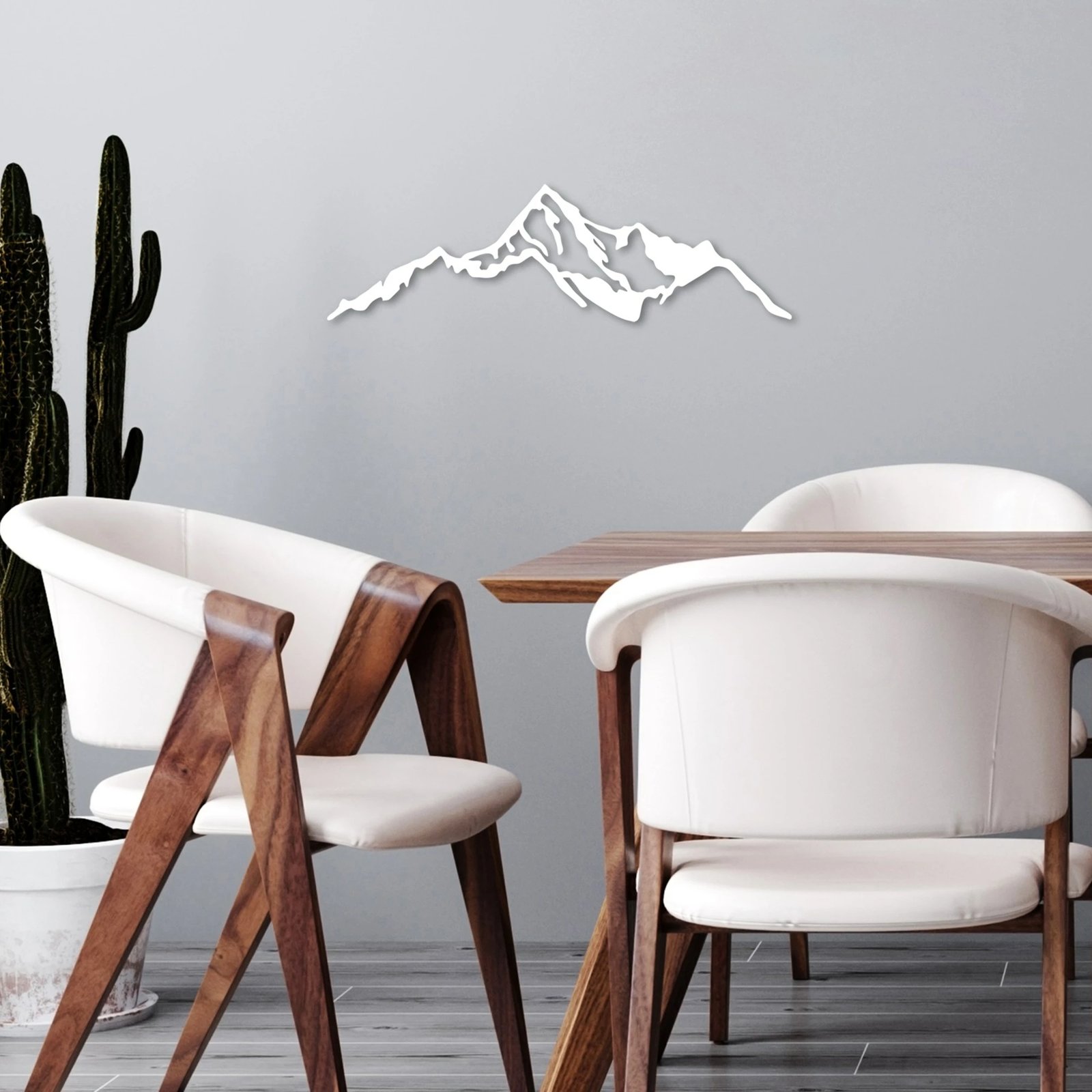 Aksesor dekorativ metalik për mur, mal, Wallity, i bardhë, 67x20cm